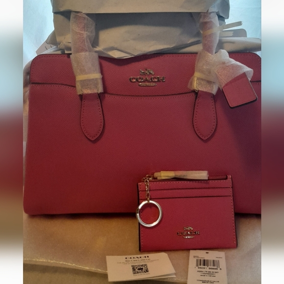 Coach Handbags - New Coach Darcie Carryall With Matching Card Case With Keyring In Petunia Pink